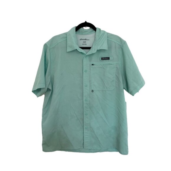 EDDIE BAUER  Tech Woven Shirt UPF Protection Moisture Wicking Top in Mint Mens L - Picture 3 of 11